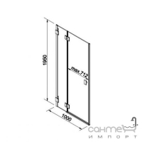 Распашная душевая дверь Kolo Niven 100 FDSF10222003L глянцевый хром, прозрачное, левостороннее