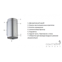 Пристенная кухонная вытяжка Cylindra 40 Inox Fabiano Premium Нержавеющая Сталь