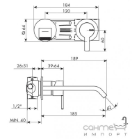 Настенный смеситель для раковины с отдельными розетками Bellosta M-Due 01-8905/3/AL Хром 