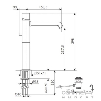 Высокий смеситель для раковины с донным клапаном Bellosta T-Lux 01-2505/2 Хром 