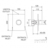 Вбудований термостатичний змішувач для душу La Torre Laghi 44955 Біколор