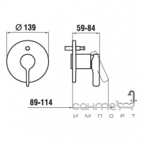 Скрытый смеситель для ванны, с интегрированным вакуумным выключателем Laufen Curveprime 3.2170.6.004.010.1