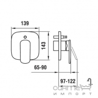Скрытый смеситель для ванной, с регулировкой слива-перелива Laufen Cityprime 3.2168.6.004.910.1