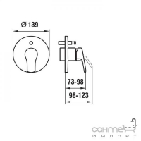 Скрытый смеситель для ванной, с регулировкой слива-перелива Laufen Citypro 3.2195.6.004.010.1