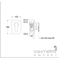 Повний комплект прихованого змішувача для ванни/душу Cristina Sport SI 649-51