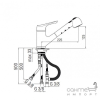 Смеситель для кухонной мойки с выдвижной лейкой и контролем низкого давления Nobili Skipper BP11117/5-SCR Хром