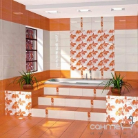 Плитка декор Береза керамика Ретро оранж (25x35) 
