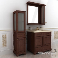 Зеркало для ванной комнаты со шкафчиком справа Ваша Мебель Мрамор 90 бежевый
