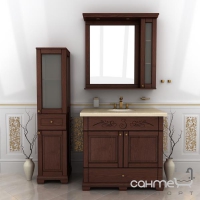 Зеркало для ванной комнаты со шкафчиком справа Ваша Мебель Мрамор 90 бежевый