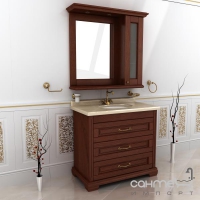 Зеркало для ванной комнаты со шкафчиком справа Ваша Мебель Мрамор 100 бежевый