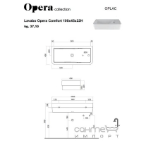 Раковина прямокутна Comfort 100 Cielo Opera OPLAC біла