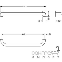 Настінний поручень для громадського санвузла Franke Contina CNTX600 (7612210016202)