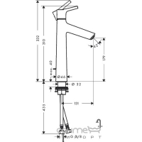 Высокий смеситель для раковины без сливного гарнитура Hansgrohe Talis S 72032000 Хром