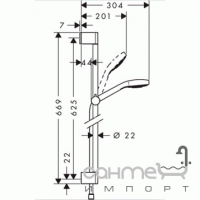 Душевой комплект Hansgrohe Croma Select S 1jet Shower Set 0.65 m 26564400 белый/хром
