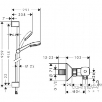 Душовий гарнітур з термостатом Hansgrohe Crometta 100 Vario Shower Set 0.90 m 27031400 білий/хром