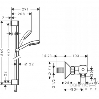 Душовий гарнітур з термостатом Hansgrohe Crometta 100 Vario Shower Set 0.65 m 27030400 білий/хром