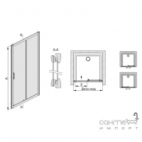 Дверь в нишу раздвижная двухстворчатая Sanplast D2/TX5-90-S sbCR профиль хром, матовое стекло