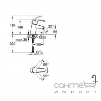 Змішувач для раковини без зливного гарнітура S-size GROHE Eurosmart 2015 32467002 Хром
