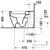 Унітаз для підлоги close-coupled 4,5L Compact Rimless Duravit P3 Comforts 216709