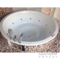 Кругла акрилова ванна з каркасом та зливом-переливом Bisante Солей (Soleil)