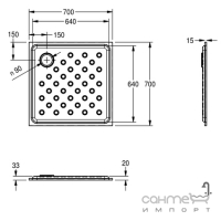 Душевой поддон из нержавейки для общественного душа Franke Campus CMPX400 (7612210016882)