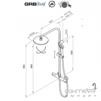 Душова система з термостатом GRB live Grisanex Prime 138 200 Хром
