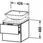 Тумбочка підвісна для консолі з вирізом та кришкою під сифон та з двома скриньками Duravit L-Cube LC6819