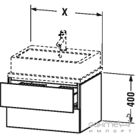 Тумбочка подвесная для консоли с вырезом и крышкой под сифон и с двумя ящичками Duravit L-Cube LC6818