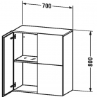 Шкаф с двумя дверцами и двумя стеклянными полочками Duravit L-Cube LC1177