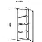 Шафа висока з одними дверцятами та чотирма скляними поличками Duravit L-Cube LC1169R (петлі праворуч)