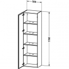 Шкаф высокий с одной дверцами и пятью стеклянными полочками Duravit L-Cube LC1181L (петли слева)