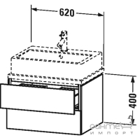 Тумбочка подвесная для консоли с вырезом и крышкой под сифон и с двумя ящичками Duravit L-Cube LC6821