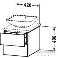 Тумбочка підвісна для консолі з двома скриньками з вирізом та кришкою під сифон Duravit L-Cube LC6835