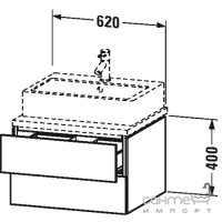Тумбочка подвесная для консоли с двумя ящичками с вырезом и крышкой под сифон Duravit L-Cube LC6837
