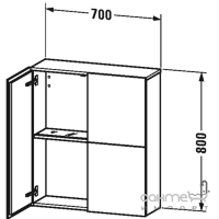 Шкаф с двумя дверцами и двумя стеклянными полочками Duravit L-Cube LC1167