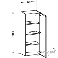 Шкаф высокий с одной дверцами и четырьмя стеклянными полочками Duravit L-Cube LC1179R (петли справа)