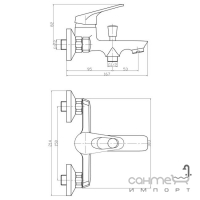 Настенный смеситель для ванны/душа с переключателем Mixxen Эмшер SLS2123 хром