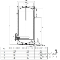 Підлоговий електричний водонагрівач бойлер із змінною потужністю Drazice OKCE 160 S/3-6kW