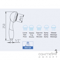 Ручной душ CORCEGA, ABS, 5 режимов Clever HidroClever Telefono Duchas 96101 Хром