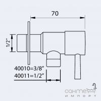 Кутовий вентиль 1/2” x 3/8” або 1/2” x 1/2” Clever HidroClever DESIGN 4001* Хром