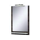 Зеркало для ванной комнаты СанСервис Sirius Lux-60 со стеклянной полкой и светильником, в цвете