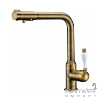 Змішувач для кухні з виливом для фільтрованої води з керамічною ручкою Zorg ZR 320-YF-50 BR Бронза (Латунь)
