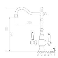Змішувач для кухні з виливом для фільтрованої води з керамічною ручкою та орнаментом Zorg ZR 336-YF-50 BR Бронза (Латунь)
