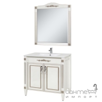 Дзеркало для ванної кімнати СанСервіс Romance 80 білий, патина срібло/золото