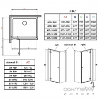 Нерухома бокова стінка душової кабіни Radaway Essenza New S1 100 для KDJ універсальна 384052-01-01