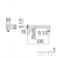Настінний кронштейн для верхнього душу 350 мм Nobili Rubinetterie Cube AD138/24CR