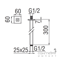 Потолочный кронштейн для верхнего душа 300-150 мм Nobili Rubinetterie Cube AD138/66CR Хром