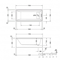 Акриловая ванна прямоугольная 170х75 для мебельных панелей Duravit 2nd floor 700080