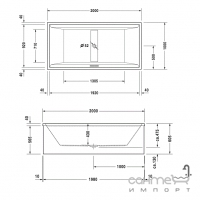 Акриловая ванна прямоугольная 200х100 для мебельных панелей Duravit 2nd floor 700163