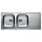Прямоугольная кухонная мойка с двумя чашами и сушкой Interline ECD 138 нержавеющая сталь/декор